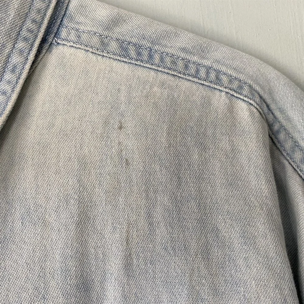 Wrangler Jean Shirt Womens Large Hero Blue faded worn long sleeve Grandma
